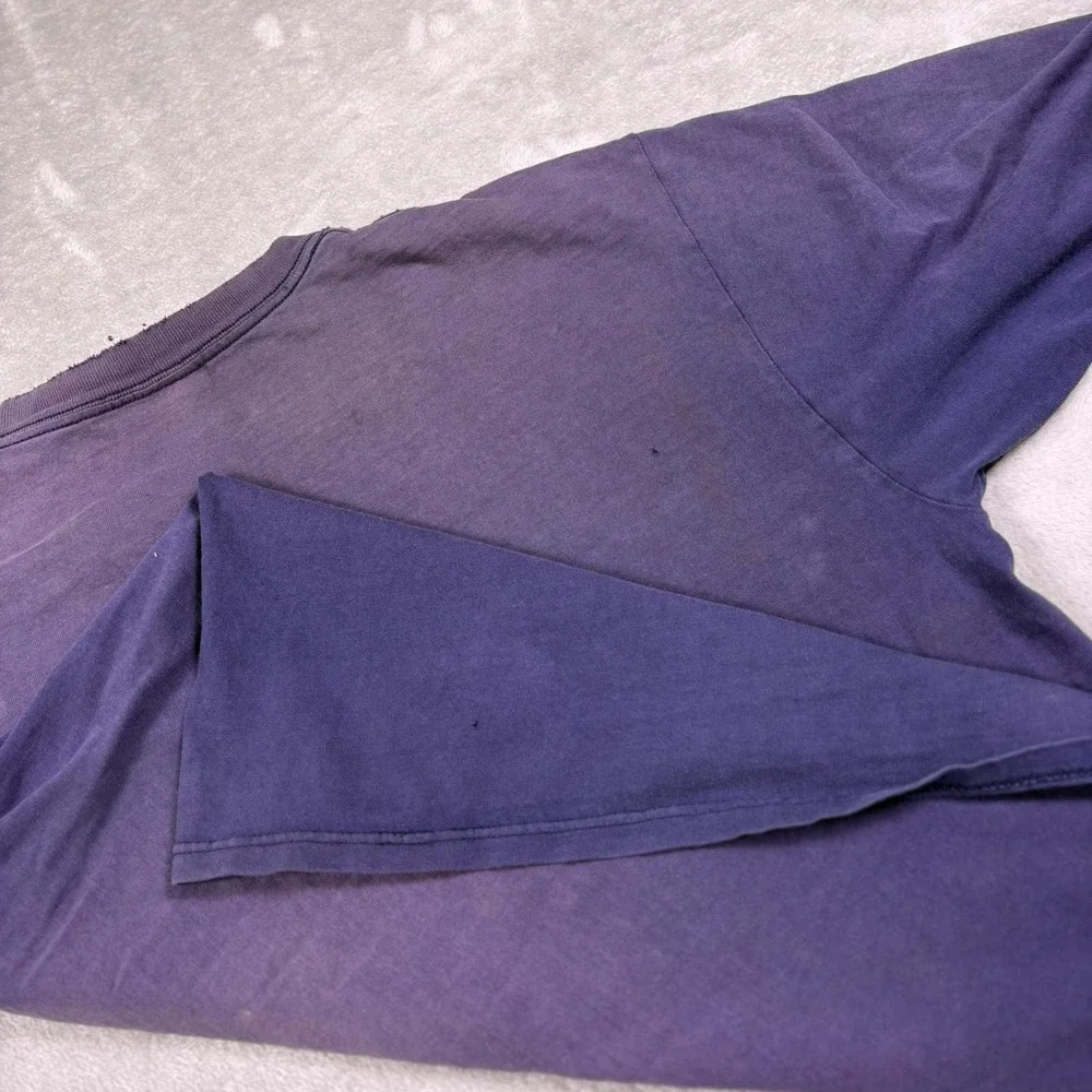 Y2K Vintage Quinnipiac‎ University Long Sleeve Tee XL Faded Distressed Blue